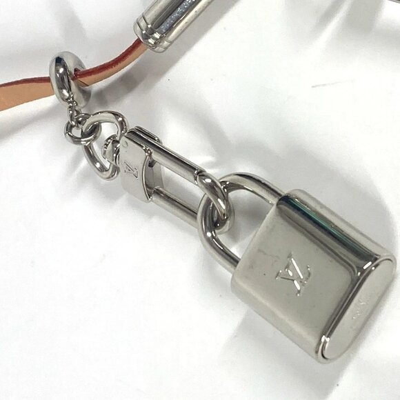 LOUIS VUITTON MP2140 Monogram Titanium Logo big Padlock Key Whistle Necklace - Picture 12 of 13